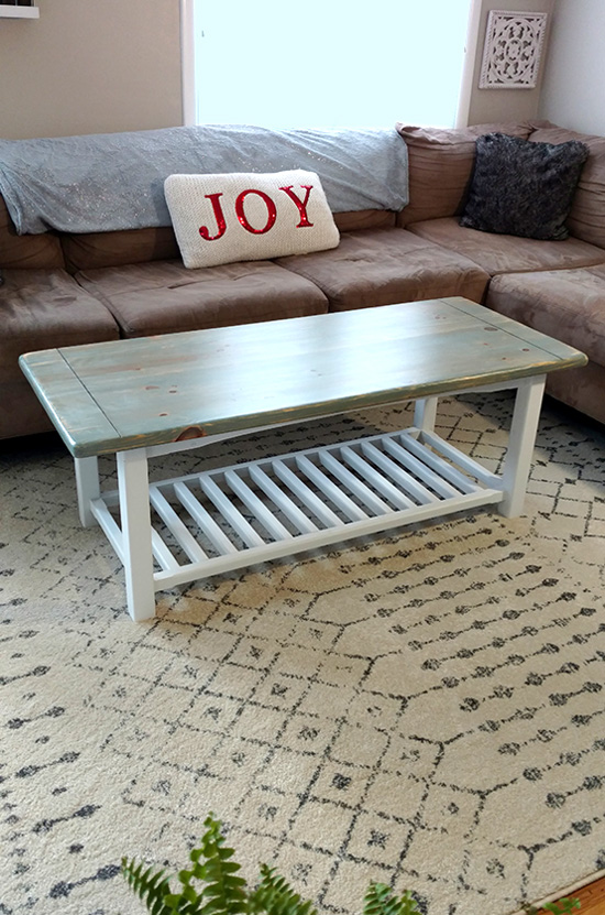 Reclaimed Pine Top Cottage Style Coffee Table